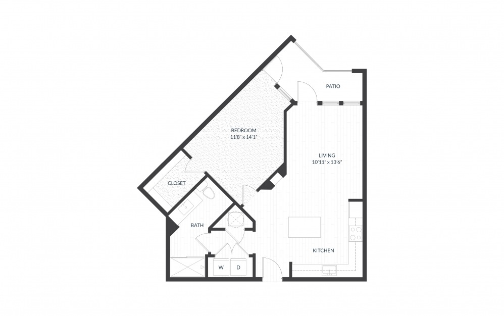 Cypress - 1 bedroom floorplan layout with 1 bath and 743 square feet.