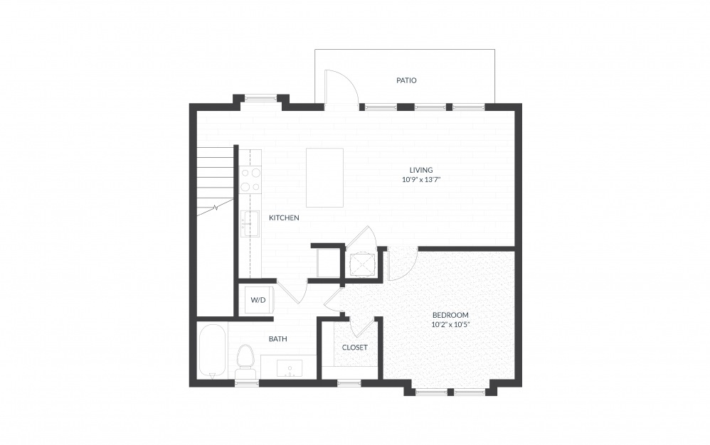 Magnolia - 1 bedroom floorplan layout with 1 bath and 788 square feet.
